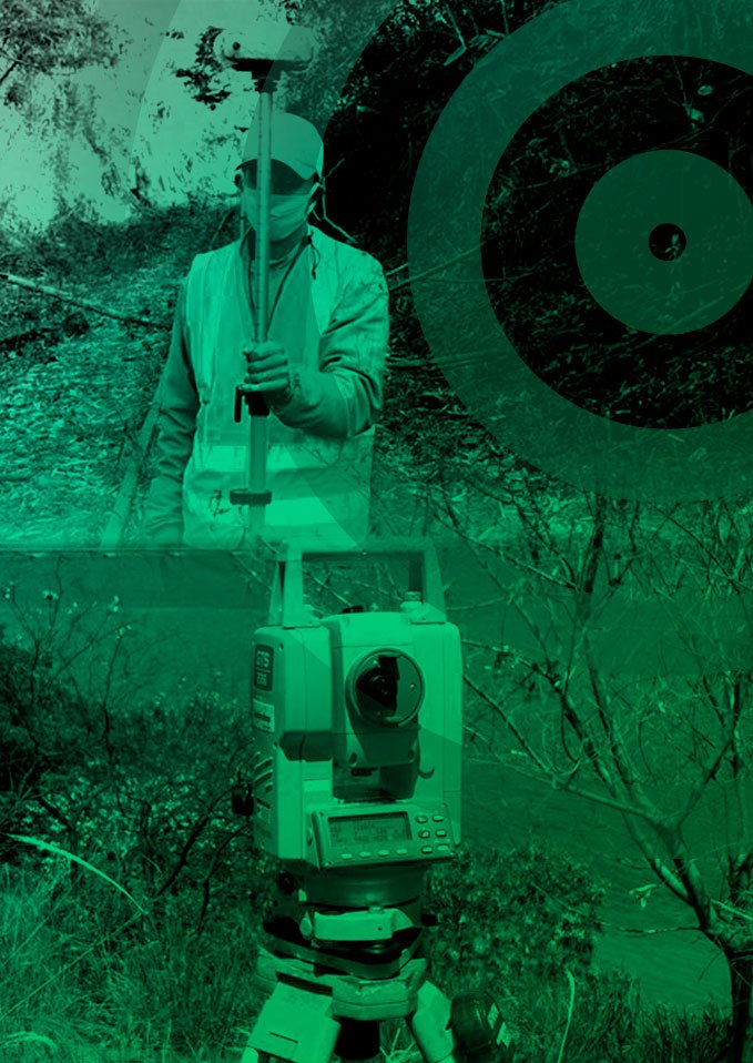 Equipamento de topografia em campo